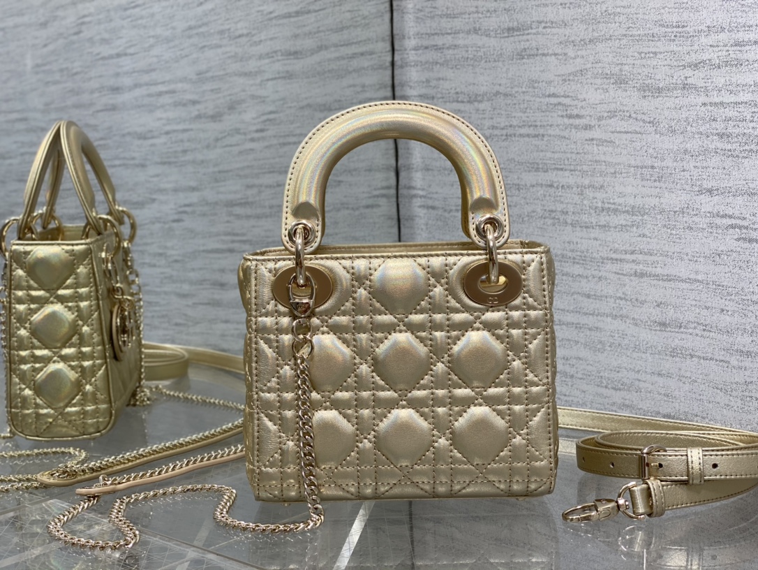 Mini Lady Dior Bag Gold Cannage Lambskin